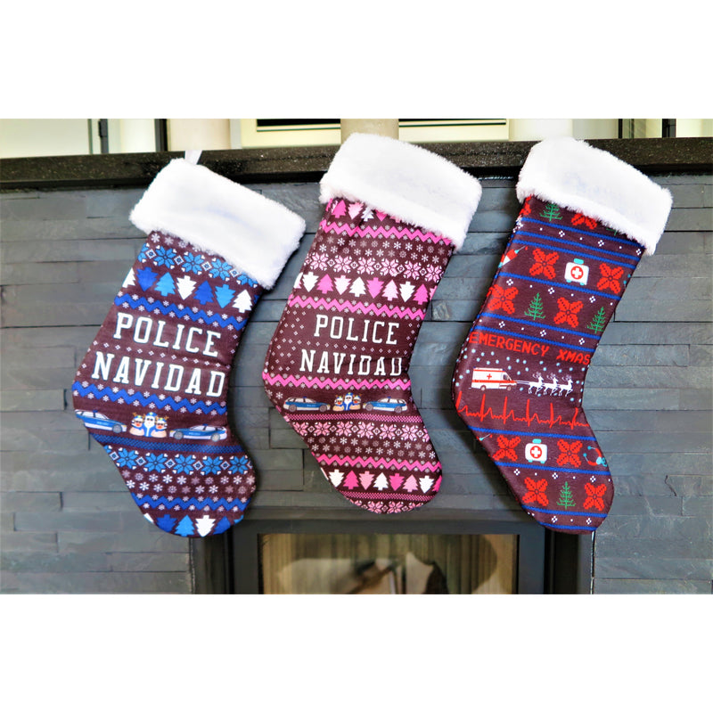 Geschenksocke Pink Police Navidad - Polizeimemesshop